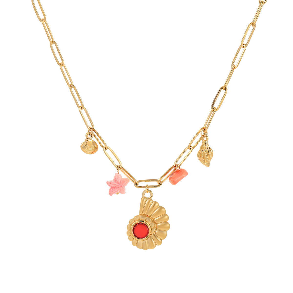 Wholesale Stainless steel summer marine  necklace shell starfish pendant necklace