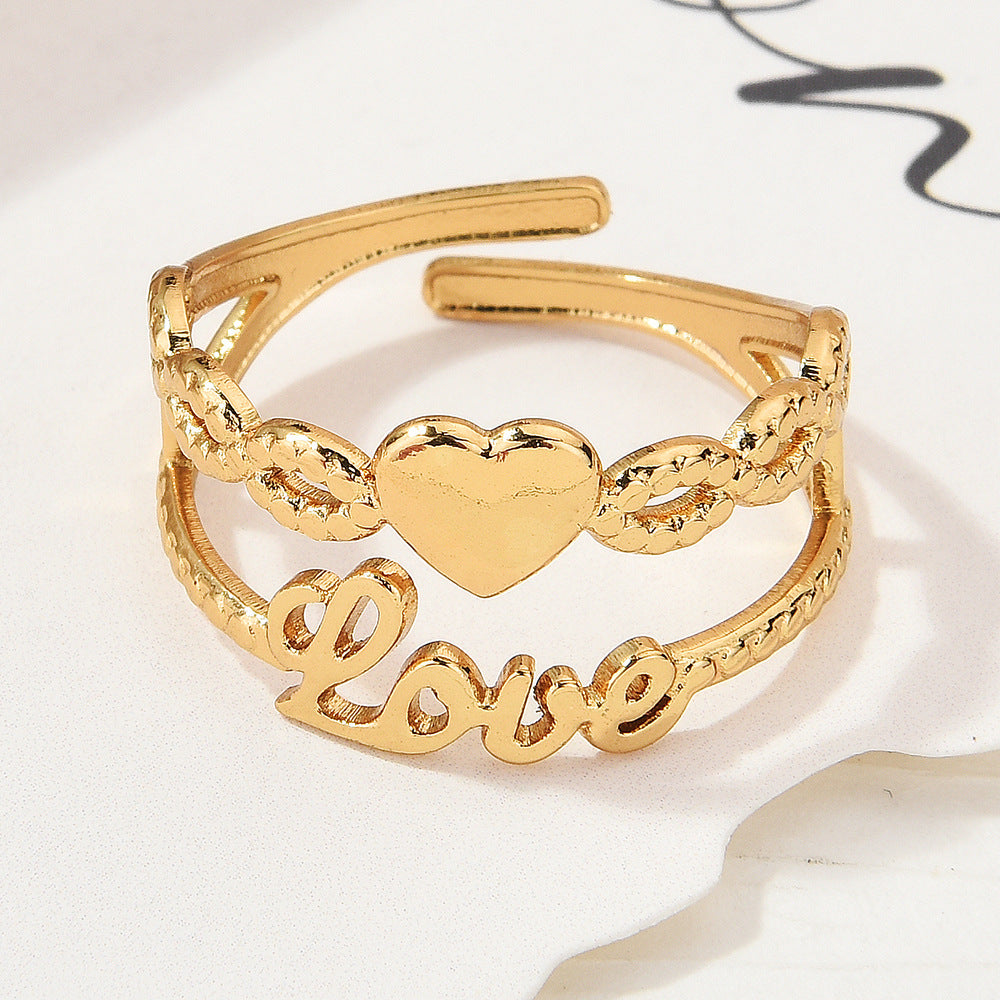 Wholesale Gold Plated Titanium Steel Geometric Eye Adjustable Ring Boutique Resale
