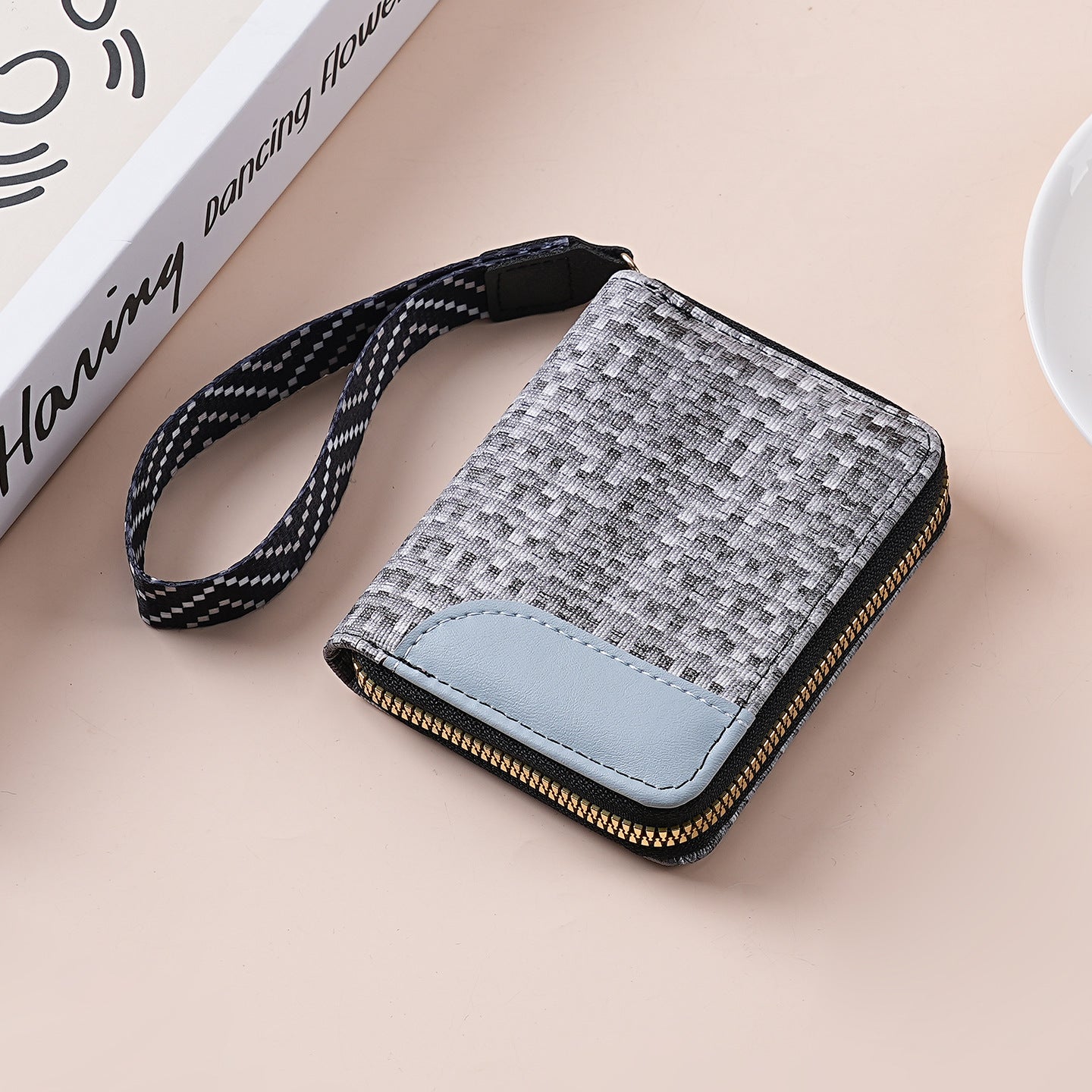 Wholesale Color Blocking PU Zip Wallet Stylish Card Case Coin Purse Unisex Gift Boutique Resale