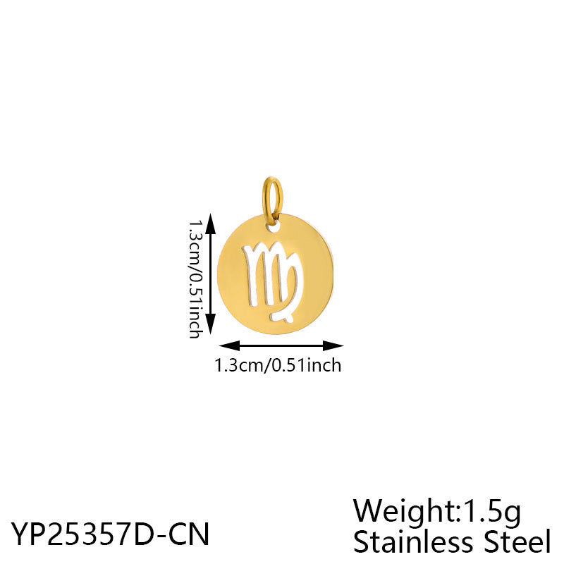 Wholesale Stainless steel 12 constellation hollow round card pendant