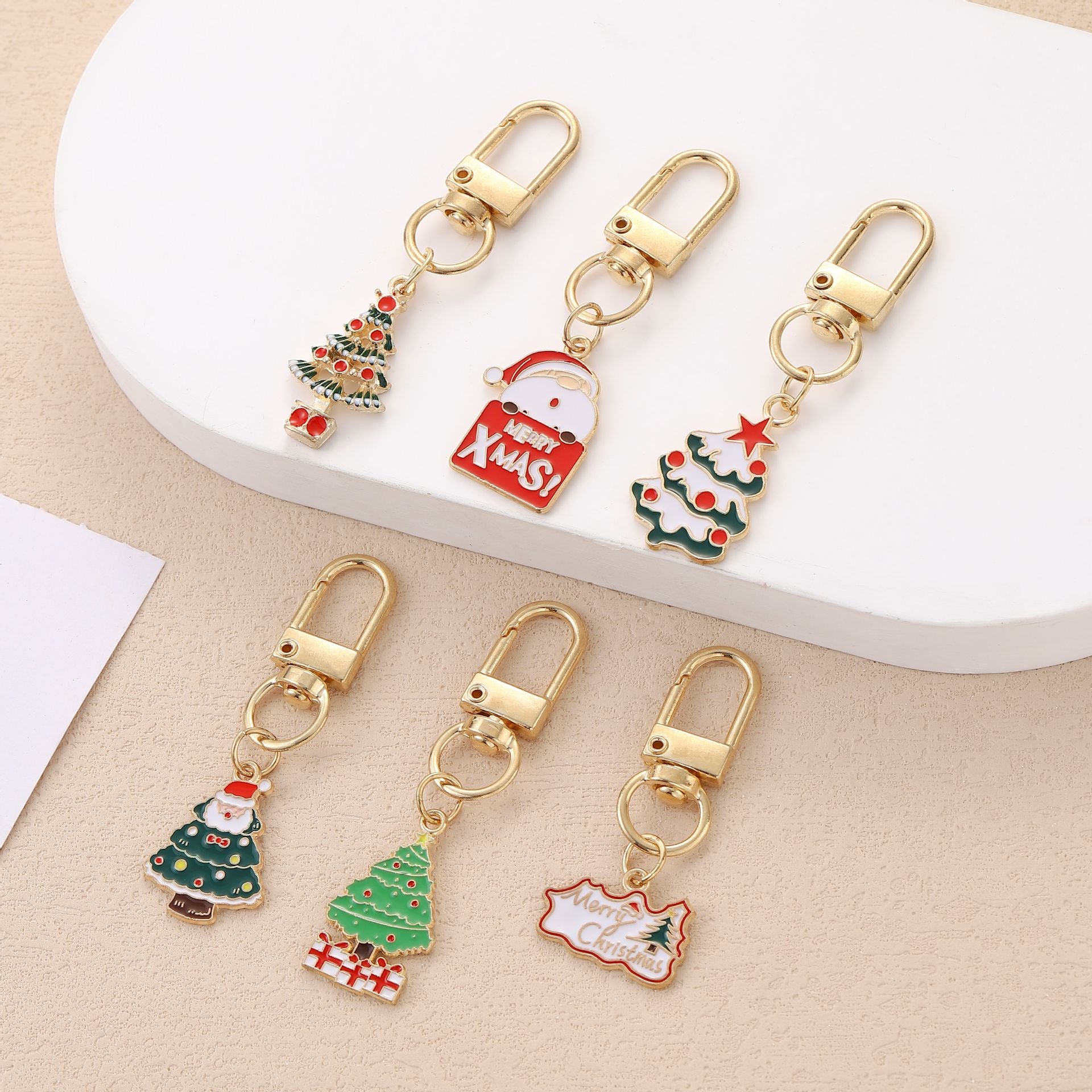 Wholesale Christmas alloy oil dripping keychain