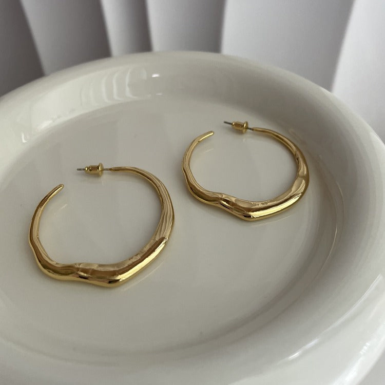 Wholesale Irregular Metal Large Circle Earrings European Style Fashion Jewelry Accessory for Women
