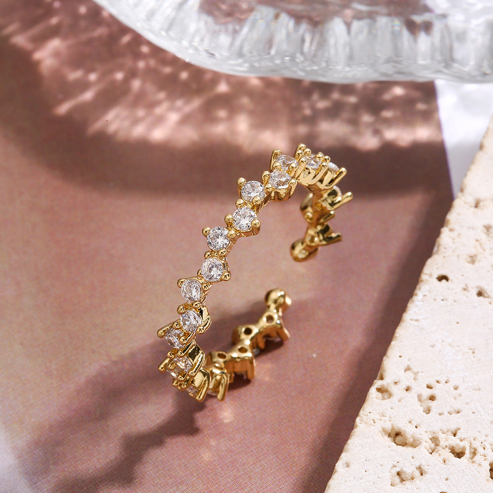 Wholesale Copper Plated 18K Gold Zircon Open Adjustable Ring ACC-RS-AG001