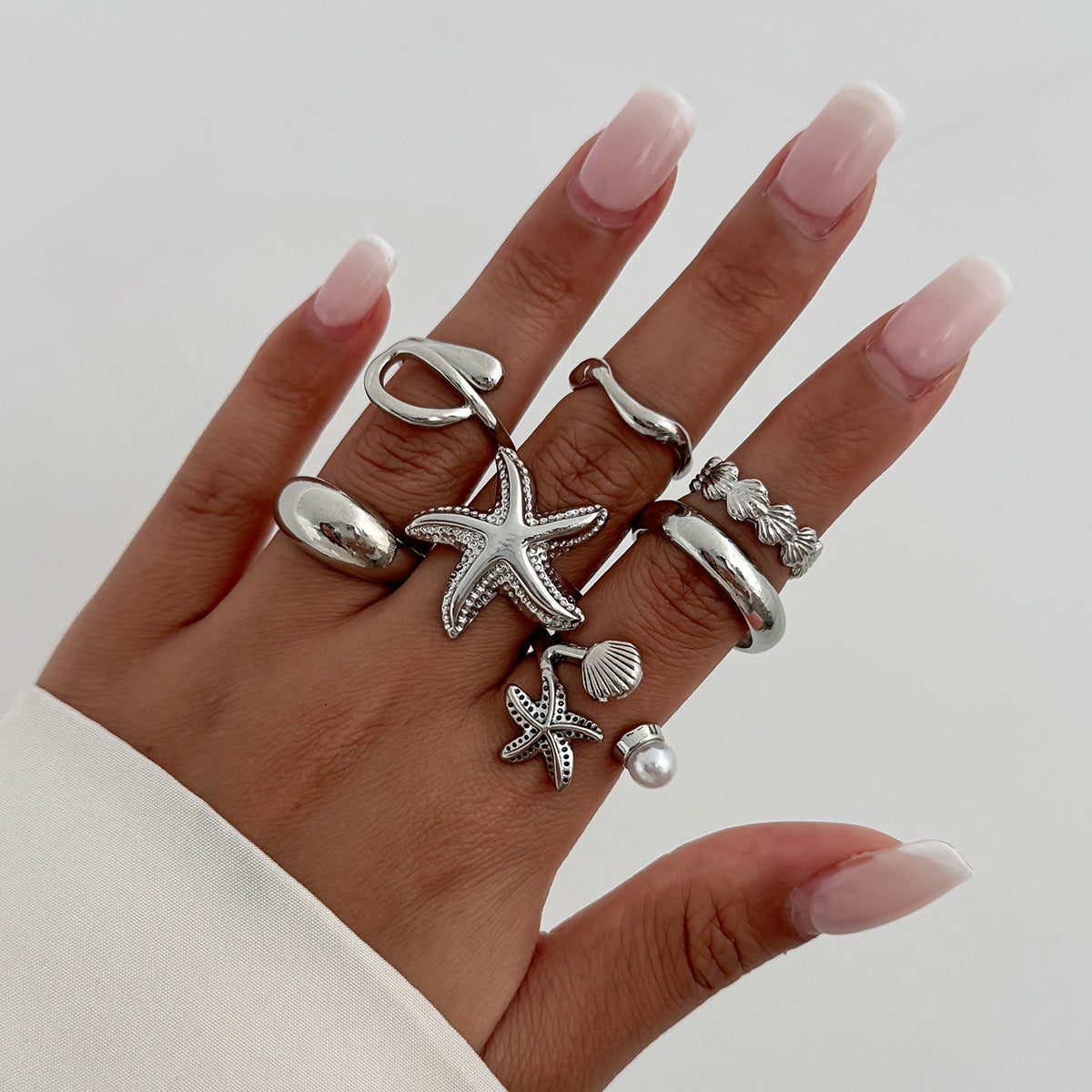 Wholesale Holiday Starfish Metal Open Ring 6-Piece Set