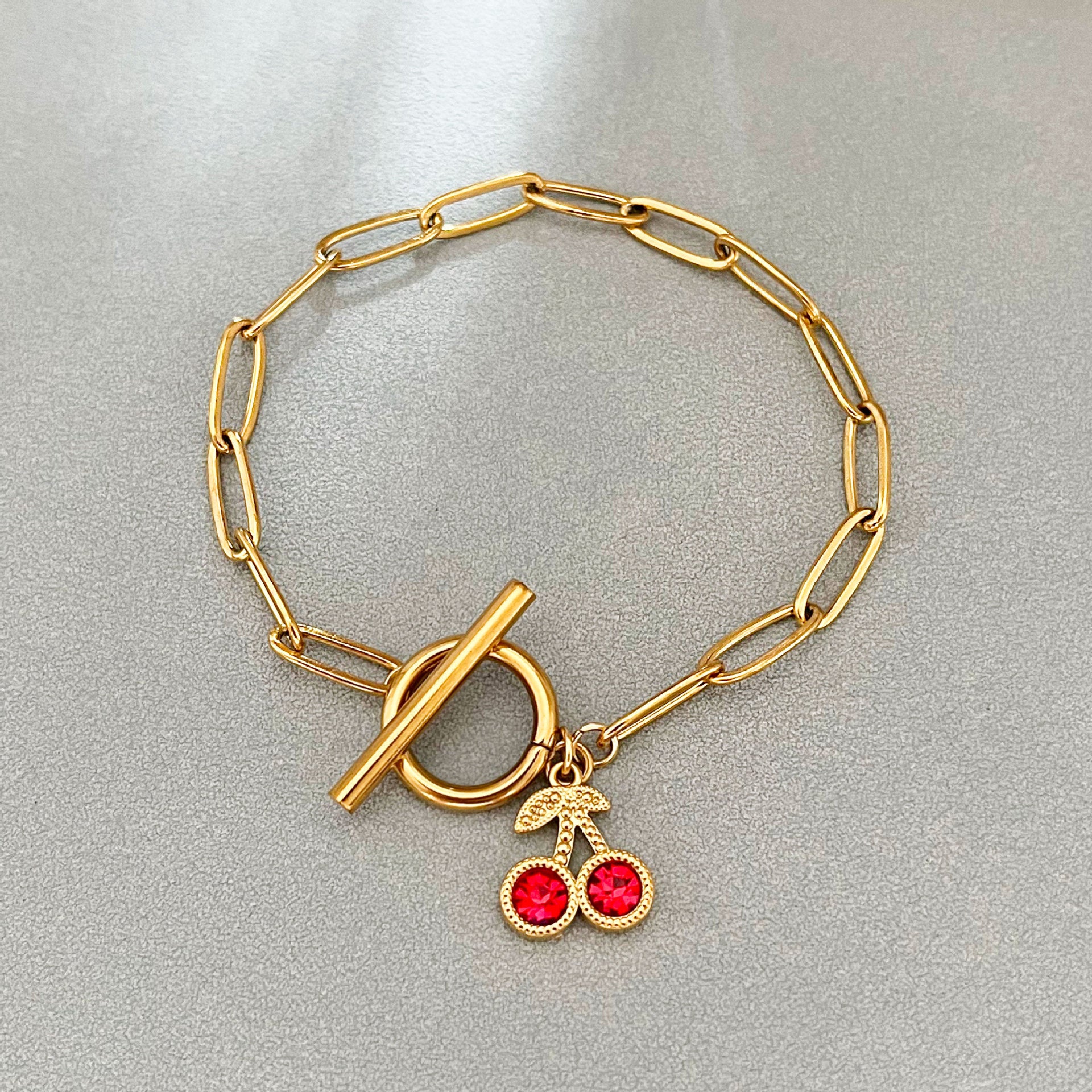 Wholesale Diamond Fruit Cherry Pendant Bracelet