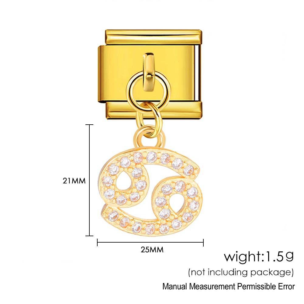 Wholesale 12 Zodiac Signs Rhinestone Pendant Bracelet Stainless Steel Fashion Jewelry Accessory Gift For Boutique Resale