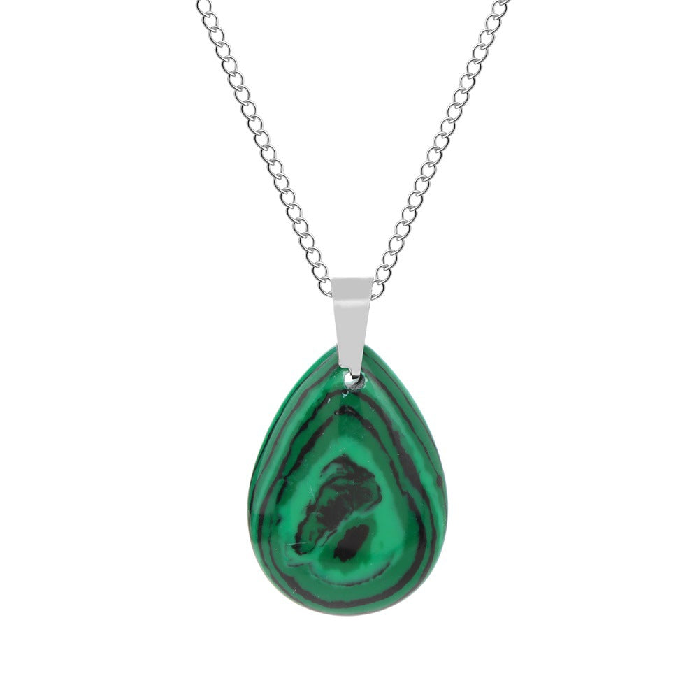 Wholesale Natural Crystal Pendant Necklace Stainless Steel O-Chain with Lobster Clasp Boutique Jewelry Accessory