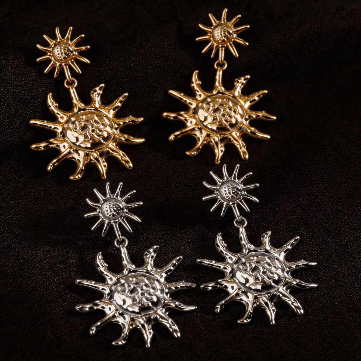 Wholesale Alloy Vintage Baroque Sun God Earrings - Trendy Party Jewelry Accessory