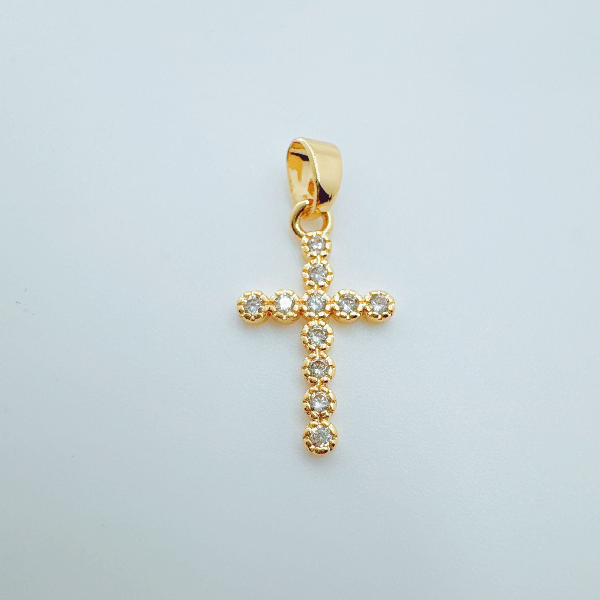 Wholesale =Micro-set Zircon Cross Pendant Necklace Copper Electroplated Fashion Accessory