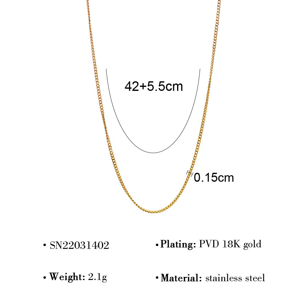 Wholesale Titanium Steel 18K plain chain necklace women O-chain clavicle chain accessories