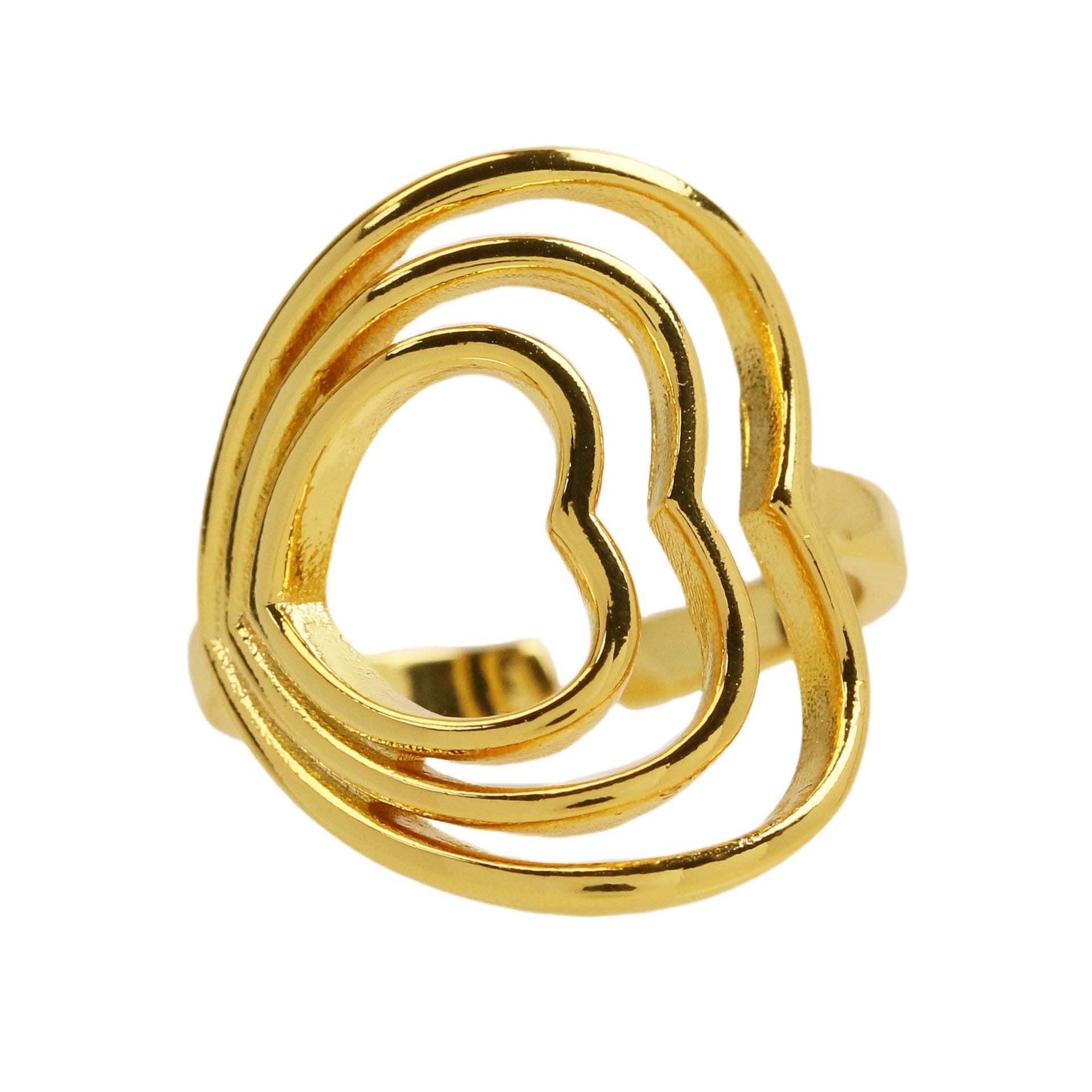 Wholesale  18k Gold Brass Double Peach Heart Heart  Ring