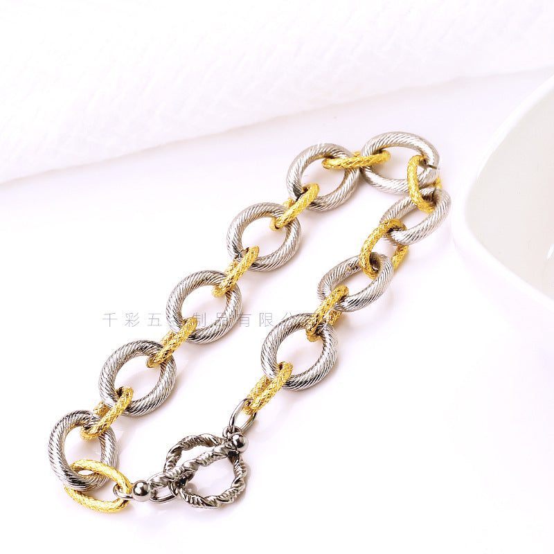 Wholesale Titanium Steel 0-shaped Buckle Handmade Chain Bracelet ACC-BT-QianCai006