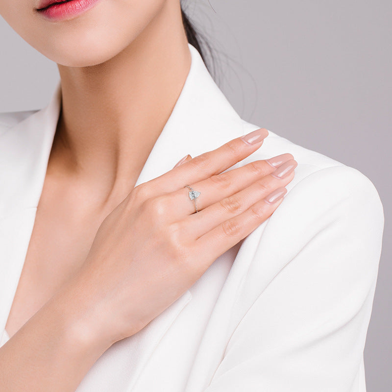 Wholesale s925 silver  water drop simulation diamond ring