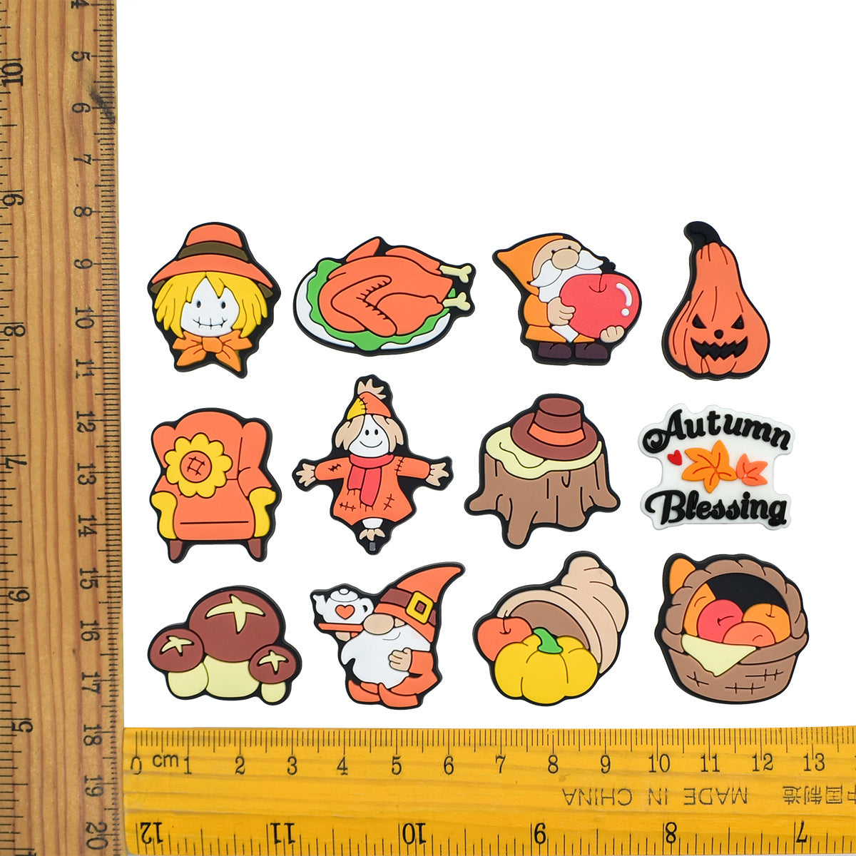 Wholesale   Random 100pcs Thanksgiving series PVC Soft Rubber Shoe Buckle Decoration