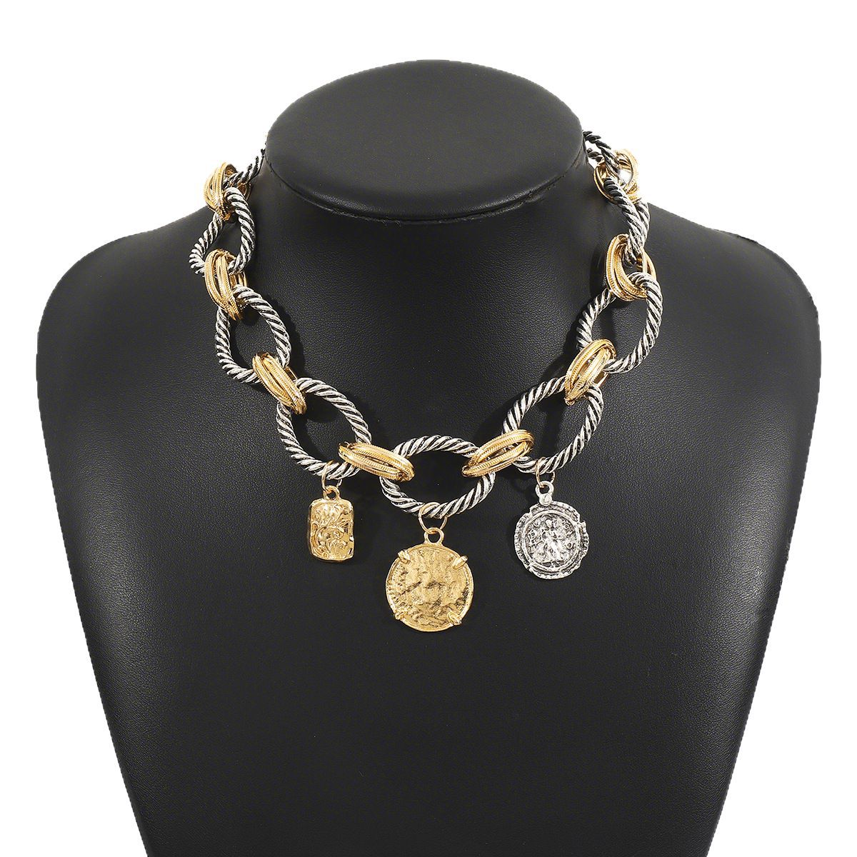 Wholesale exaggerated temperament  twist chain necklace  coin  clavicle chain