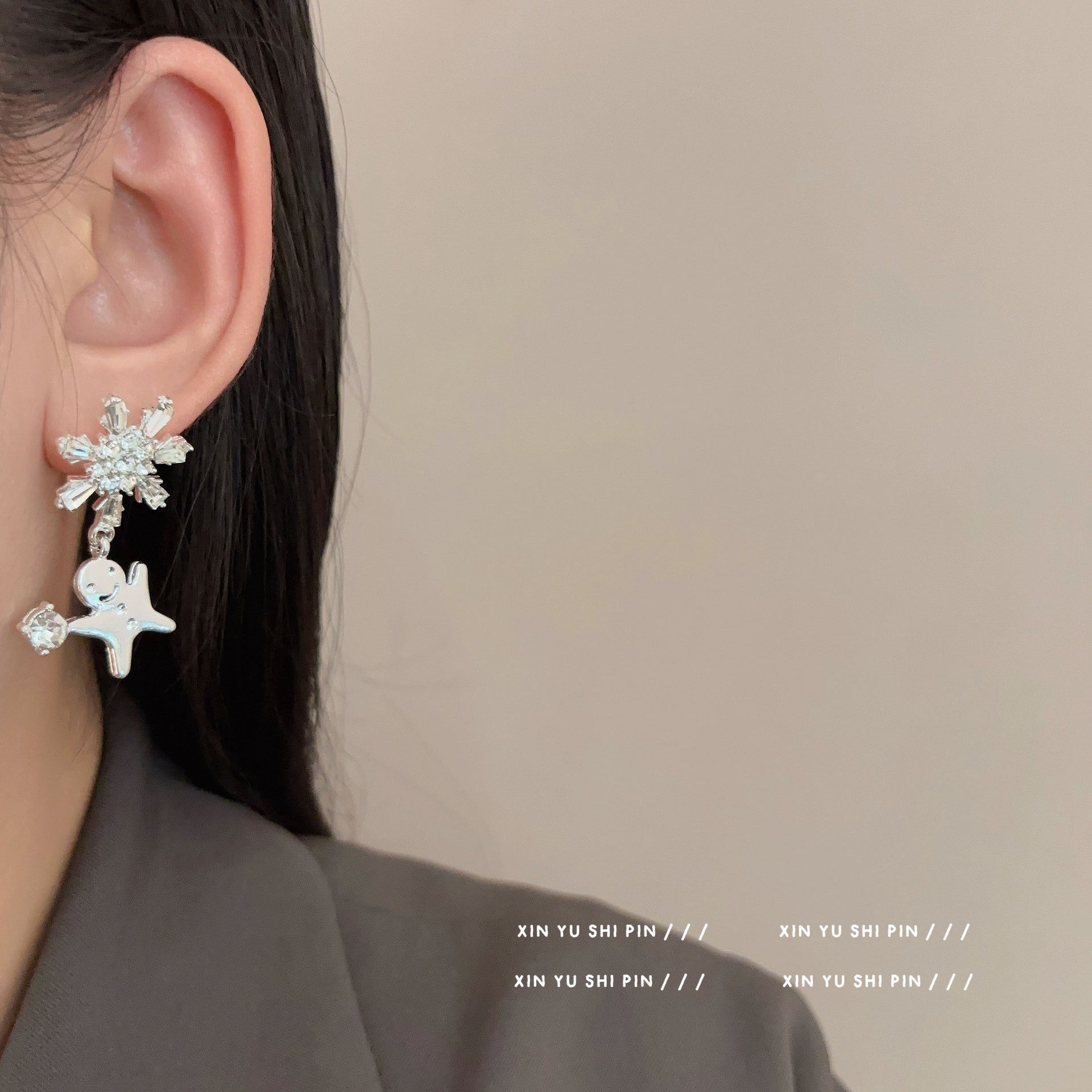 Wholesale Christmas Snowflake Gingerbread Man Smart Earrings Cute Exquisite  Earrings