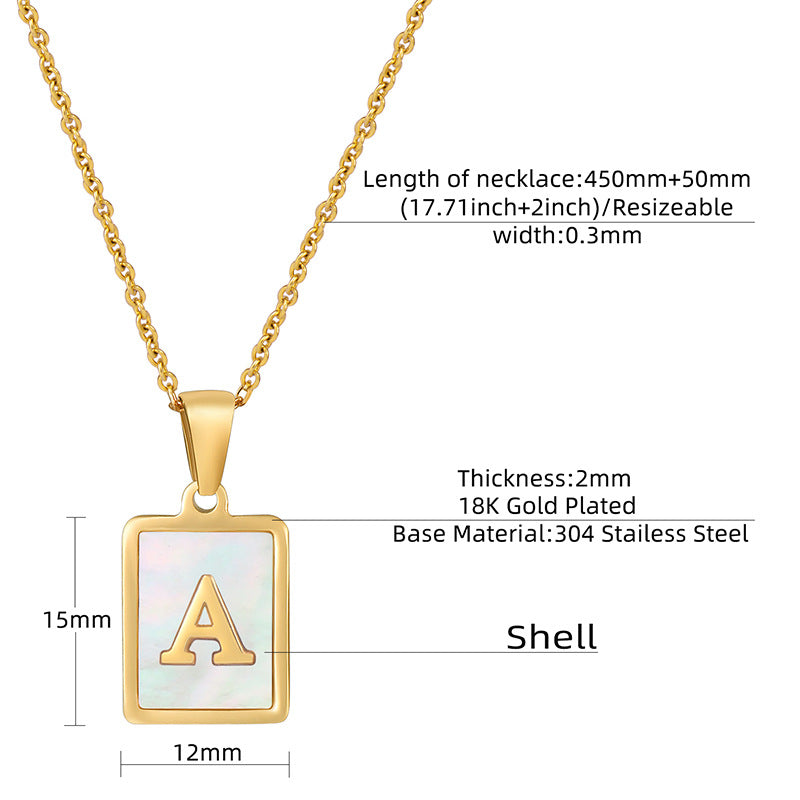Wholesale  stainless steel three-dimensional shell letter necklace