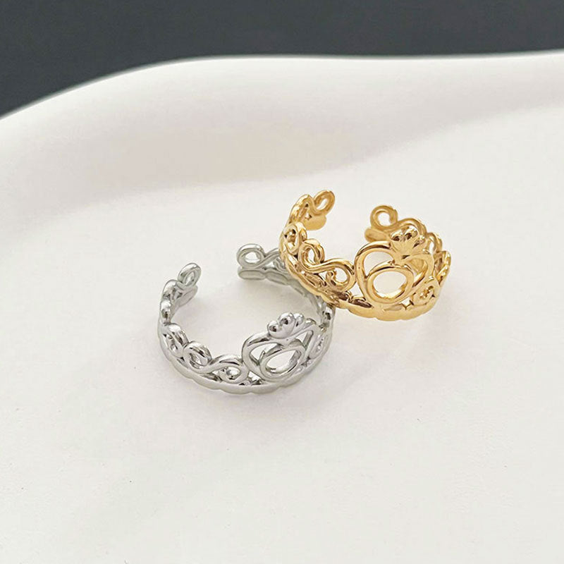 Wholesale retro stainless steel crown adjustable  ring