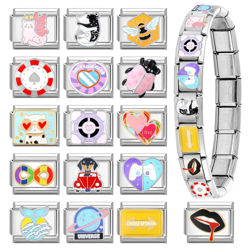 Wholesale Italian Charm Bracelet 9mm DIY Splicing Cute Creative Stainless Steel Composable Bracelet