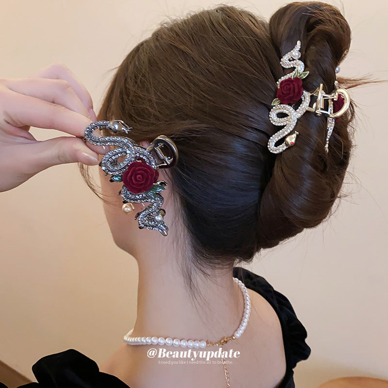 Wholesale flocked flower pearl hairpin