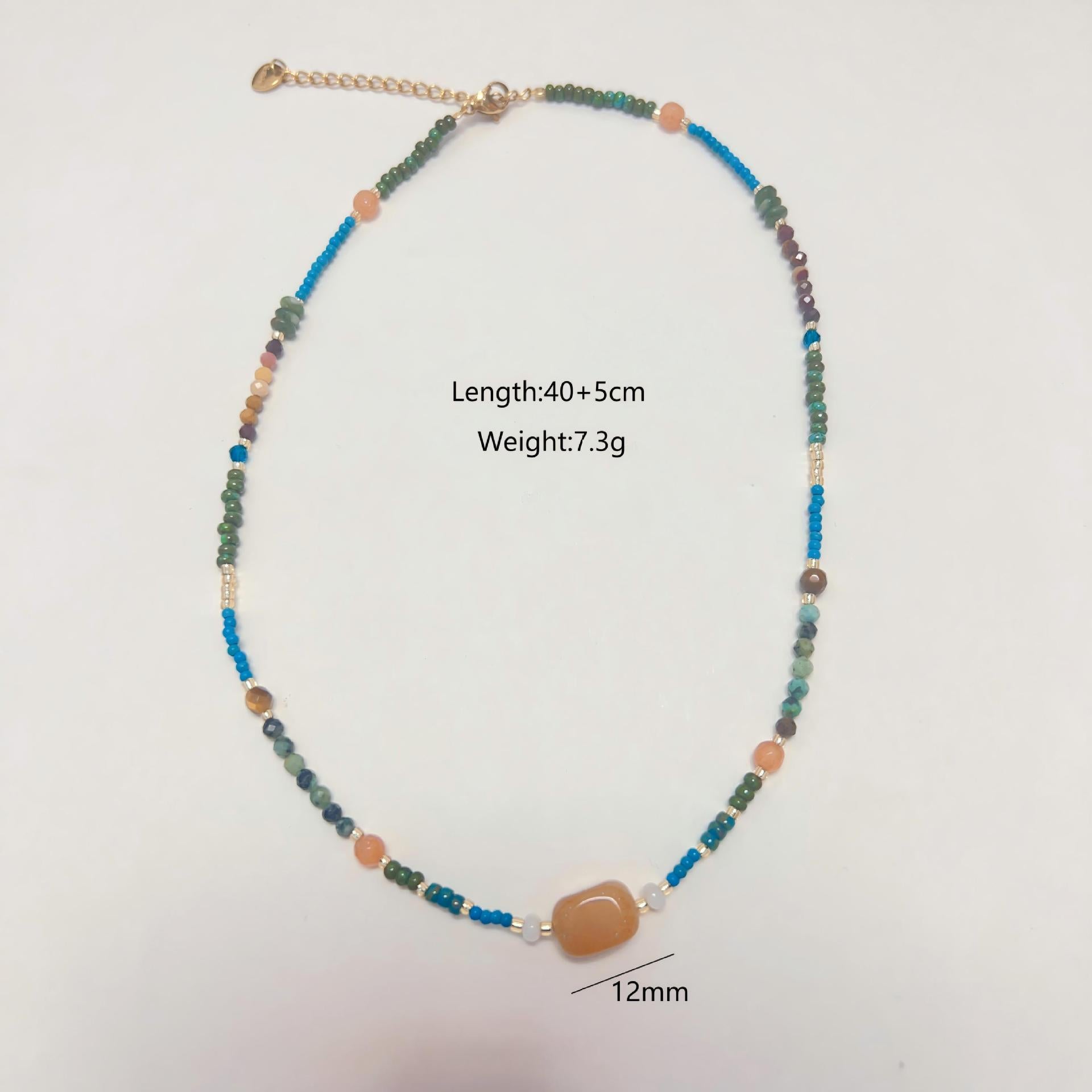 Wholesale Natural stone necklace with diamond moon oil drop sun titanium steel chain