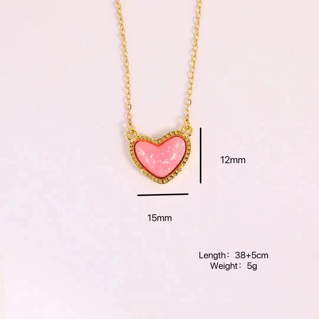 Wholesale love necklace  adjustable peach heart natural stone clavicle chain