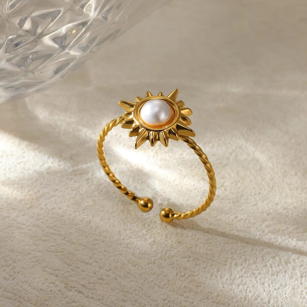 Wholesale Copper ring with zircon-encrusted heart and evil eye design