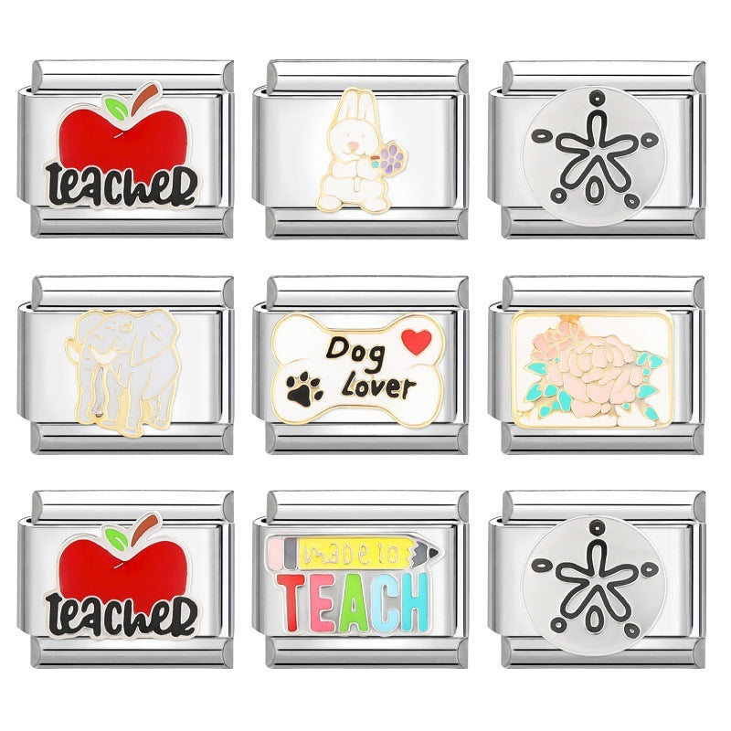 Wholesale Italian Charm Bracelet 9mm DIY Splicing Cute Cartoon Titanium Steel Composable Bracelet