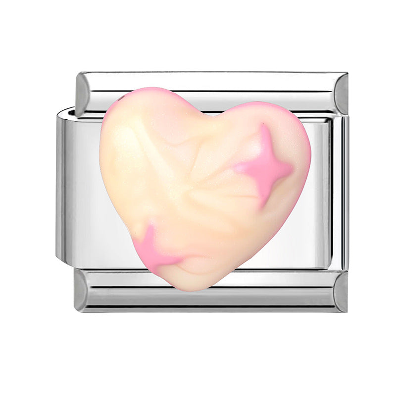 Wholesale  Italian Charm Bracelet 9mm DIY Creative Pink Cute Cartoon  Creative Stainless Steel Composable Bracelet