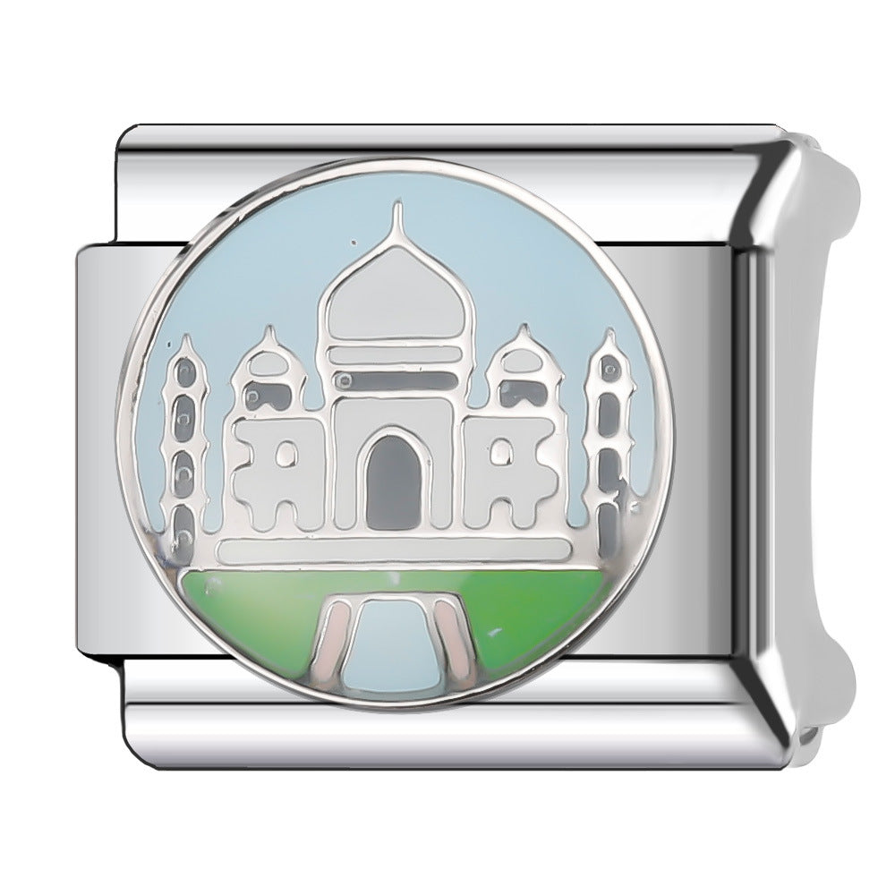 Wholesale Italian Charm Bracelet 9mm DIY Splicing National Tourism Scenic Logo Stainless Steel Composable Bracelet