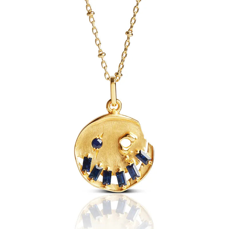 Wholesale  light luxury smile pumpkin inlaid zircon 12 birthstone necklace
