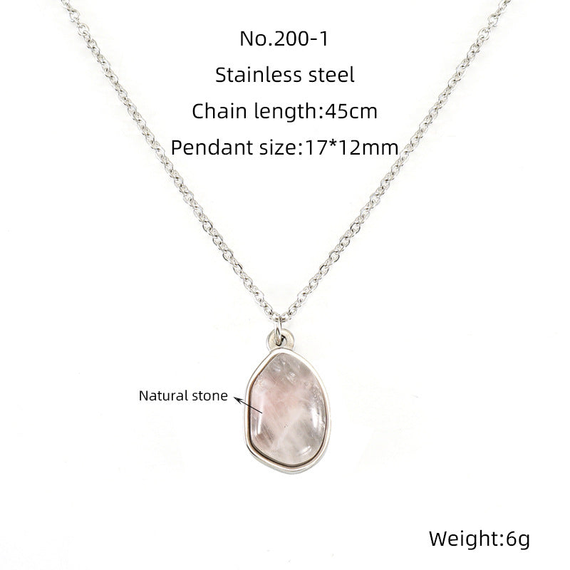 Wholesale  irregular natural stone necklace stainless steel does not fade 18K gold plated clavicle chain