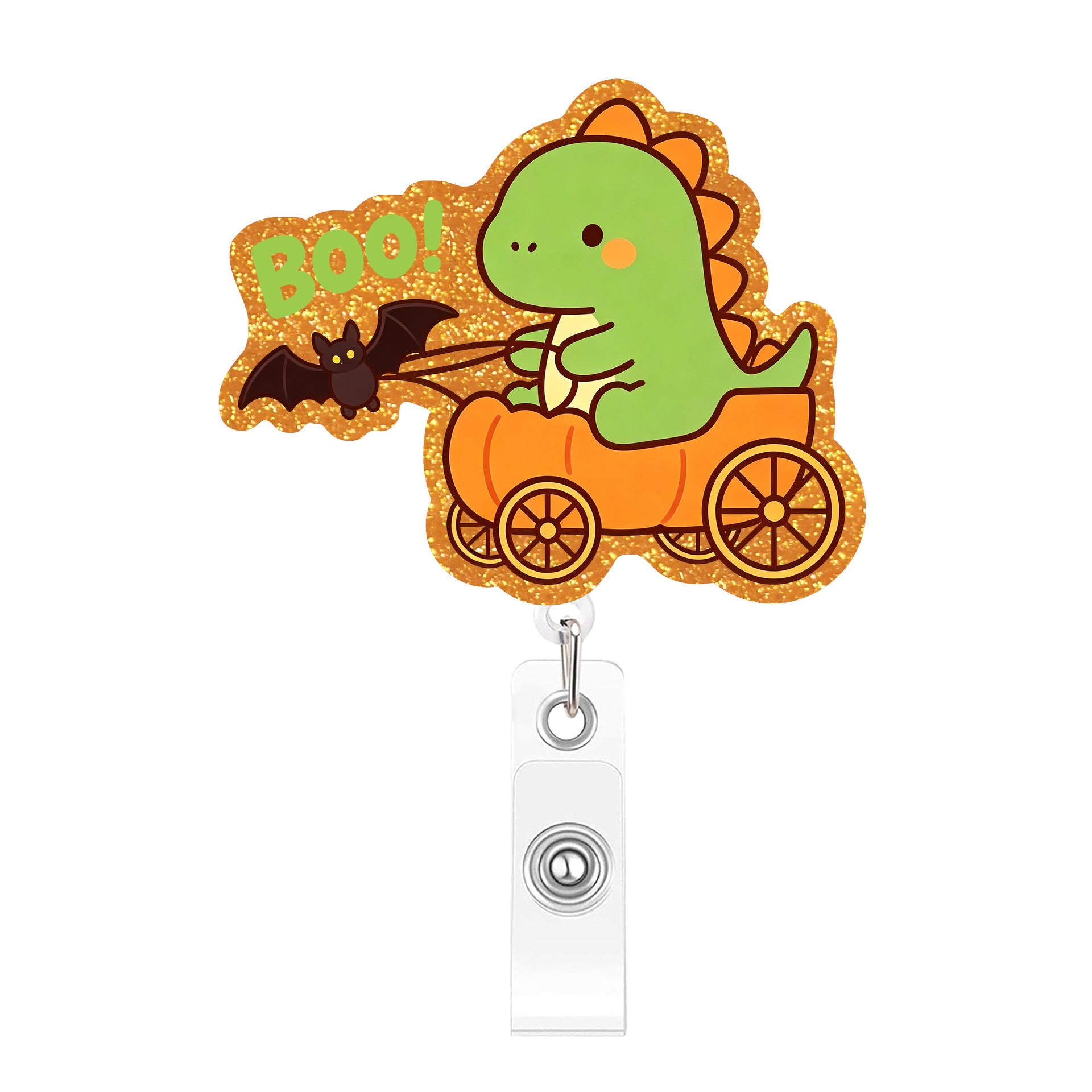 Wholesale Cartoon dinosaur -themed acrylic pull-tab retractable ID card holder pendant,  cute and creative office decoration.