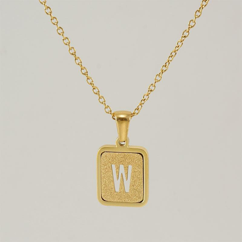 Wholesale 18K stainless steel hollow 26 English letter necklace