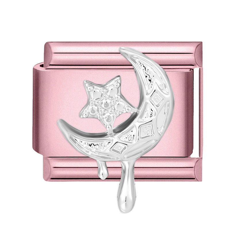 Wholesale 9mm Italian Charm Starter Bracelets pink series  DIY  Single Section Creative Stainless Steel Composable Bracelet