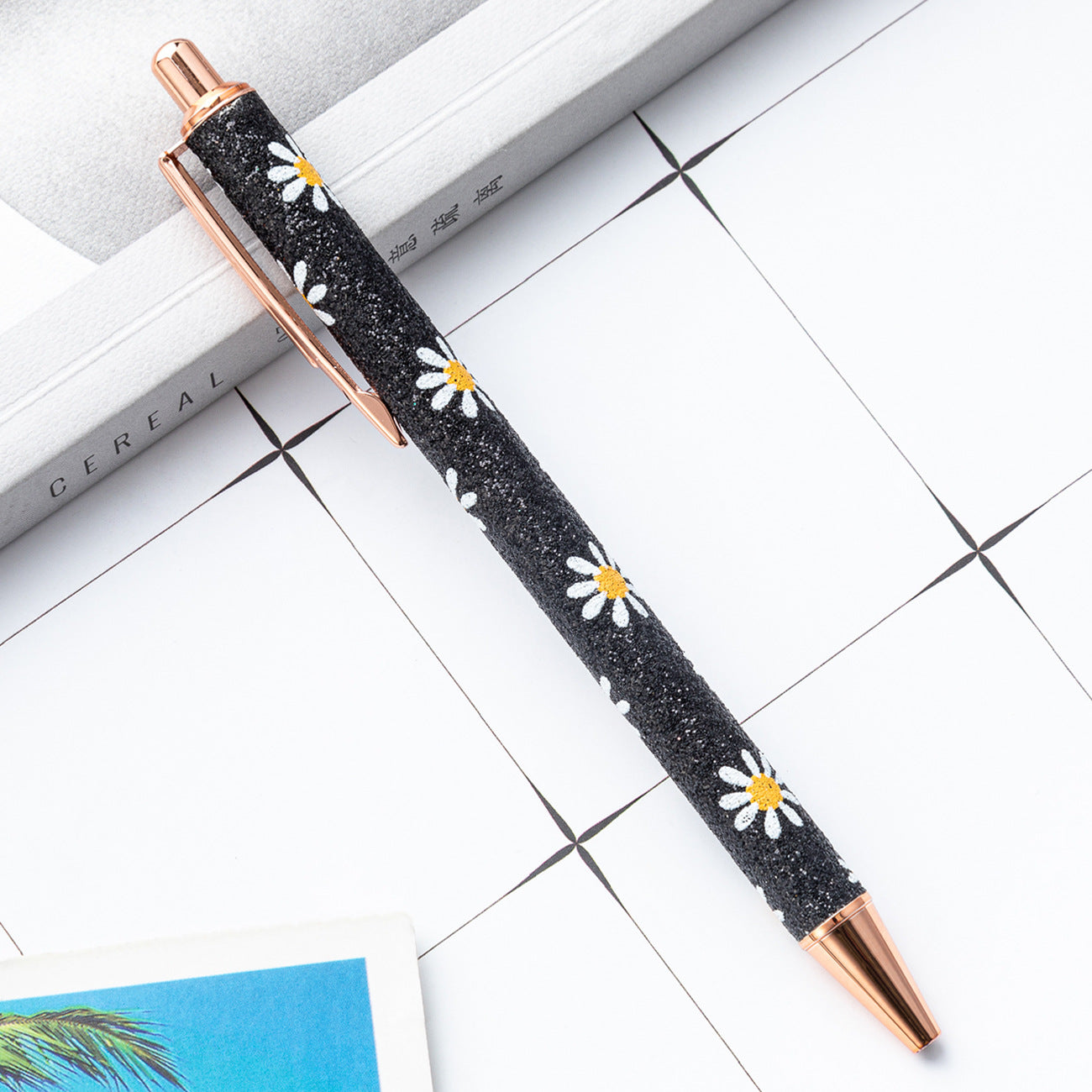 Wholesale Gold Powder Press Ballpoint Pen Glitter Chalk Metal Pen ACC-PN-HuaHao018