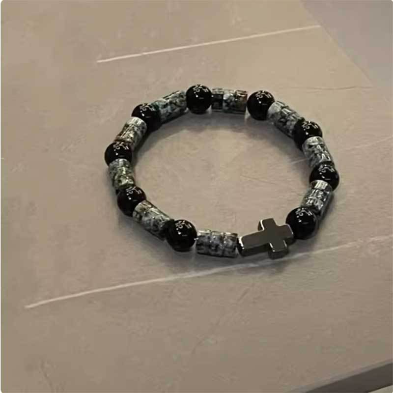 Wholesale Obsidian Cross Bracelet L Black Eight Billiards Bracelet