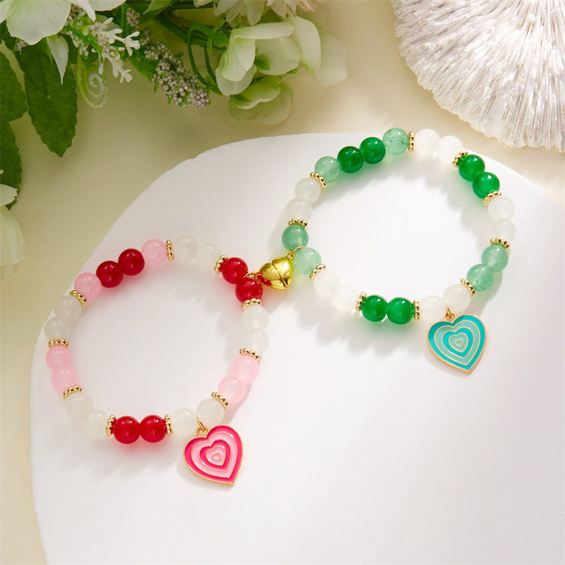 Wholesale  Hollow Love Beaded  Oil Dropping Heart-shaped Bracelet