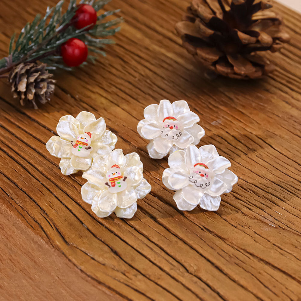 Wholesale Christmas three-dimensional flower resin earrings