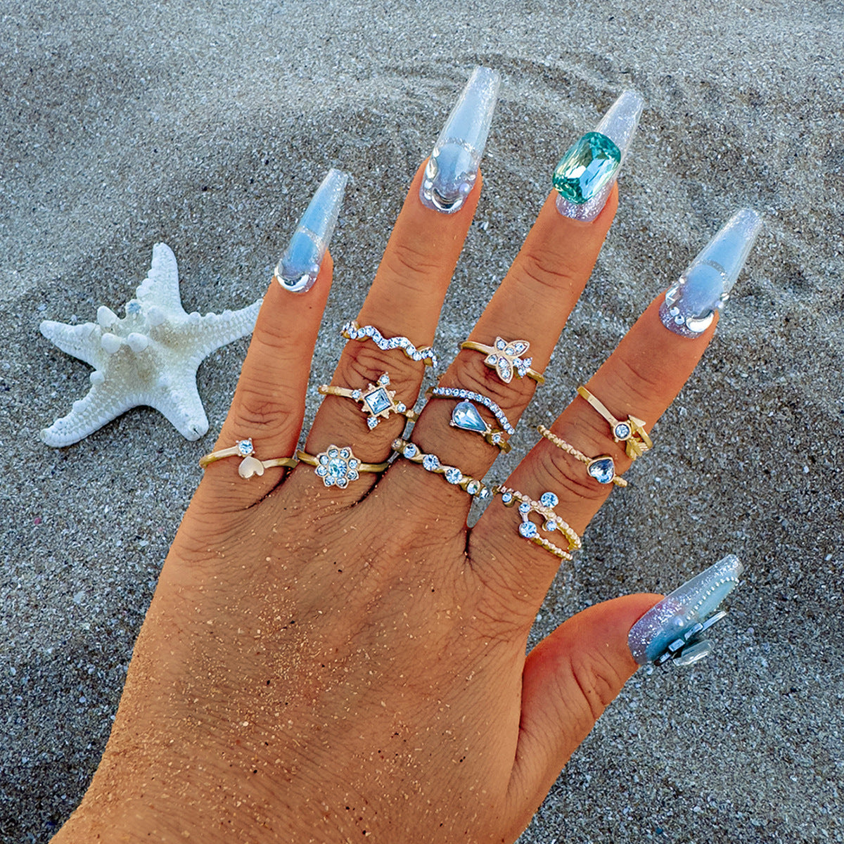 Wholesale Light Luxury Diamond Butterfly Heart Ring Set ACC-RS-YongGe010