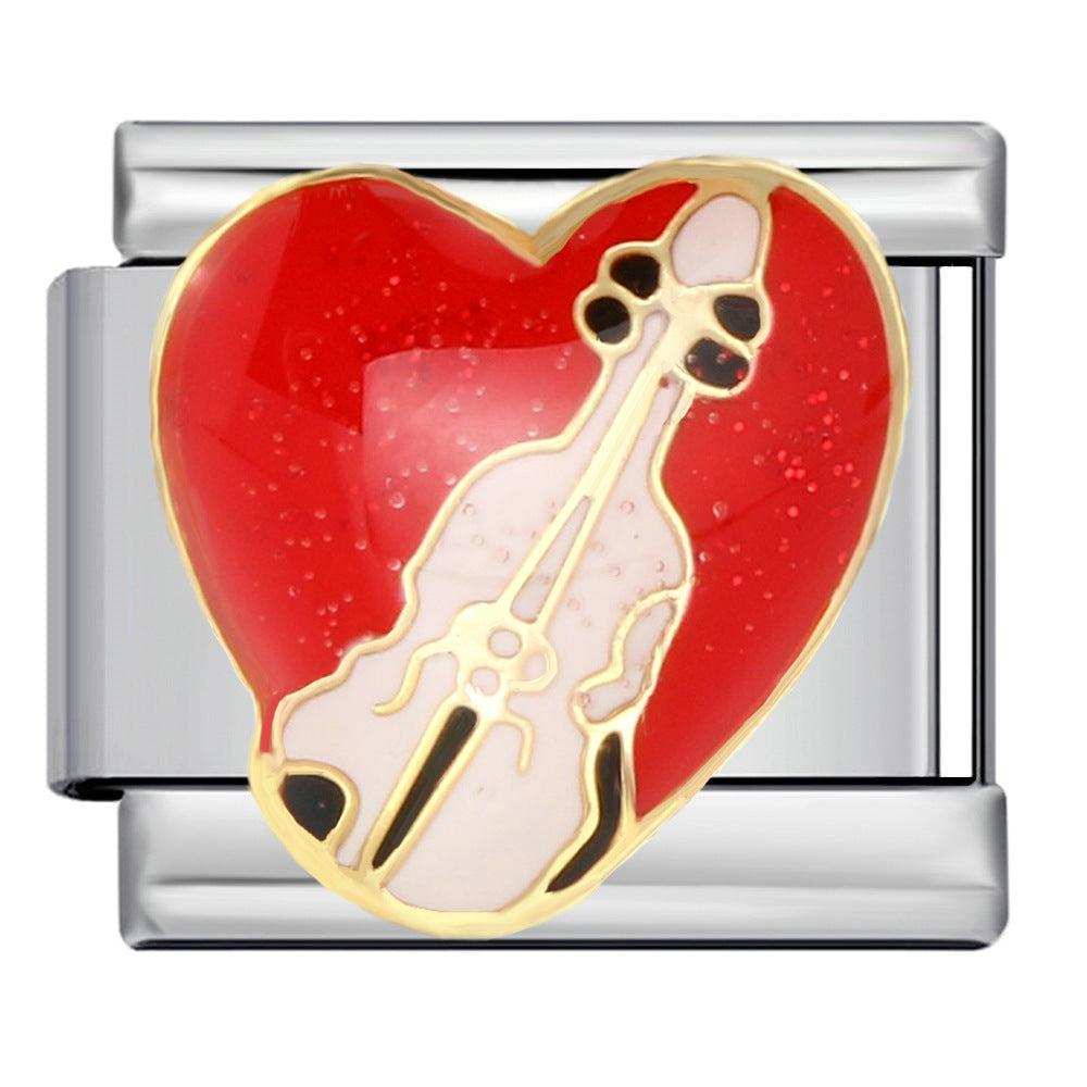 Wholesale 5pcs Italian Charm Bracelet 9mm DIY Splicing Music Hobby Series Stainless Steel Composable Bracelet