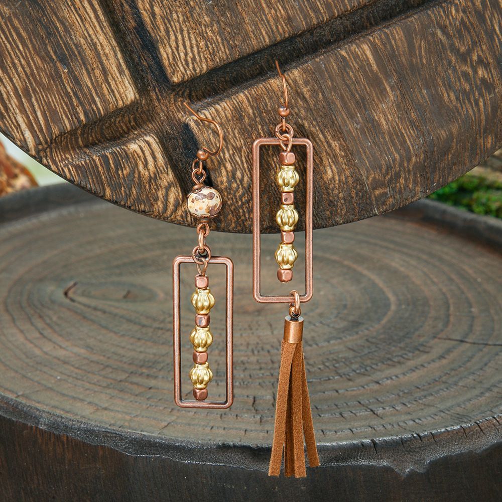 Wholesale Bohemian Geometric Tassel Earrings Set Trendy Jewelry Accessory for Gift