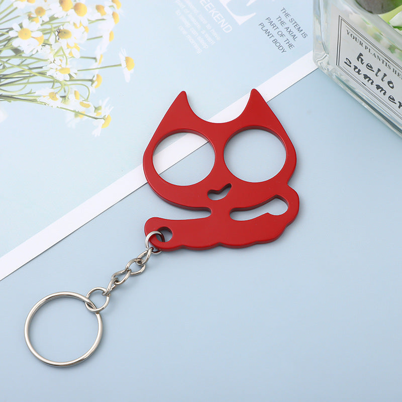 Wholesale Stainless Steel  Candy Color Cute Kitten Keychain