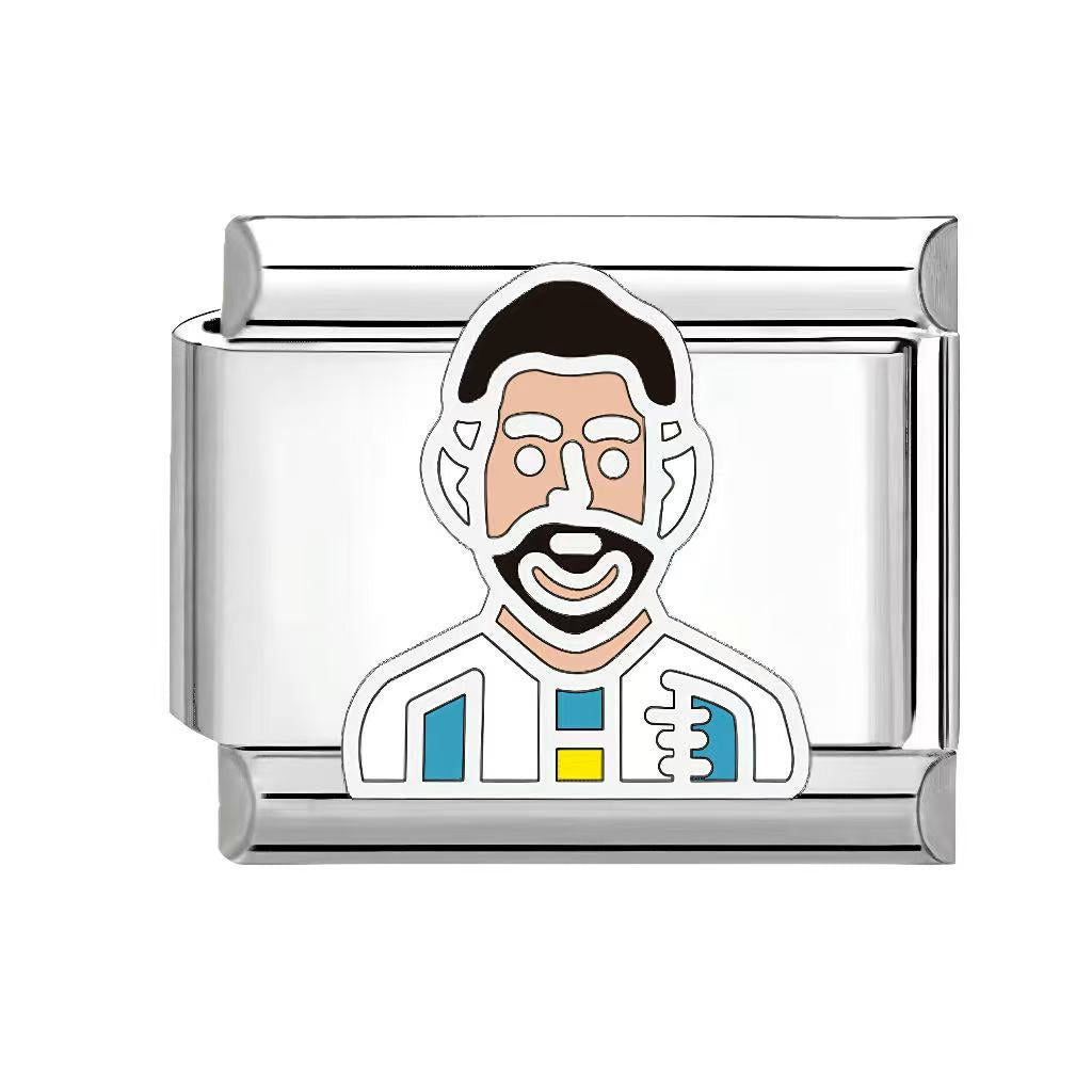 Wholesale Italian Charm Bracelet 9mm DIY Football Sports Series  Creative Stainless Steel Composable Bracelet