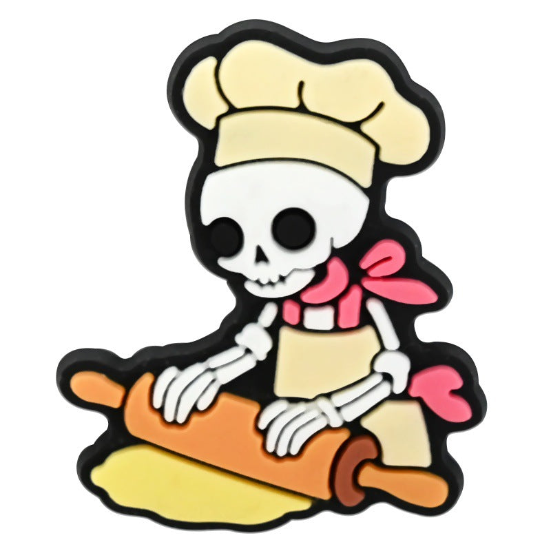 Wholesale Random 100pcs  skull cartoon clogs  PVC Soft Rubber Shoe Buckle Decoration