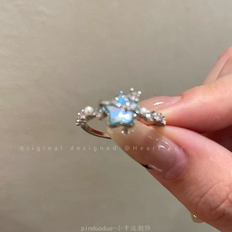 Wholesale Glacier Blue Star Moon Open Ring