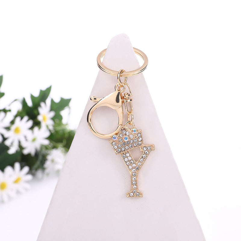 Wholesale Zinc Alloy Rhinestone Letter Keychain ACC-KC-YuanFei003