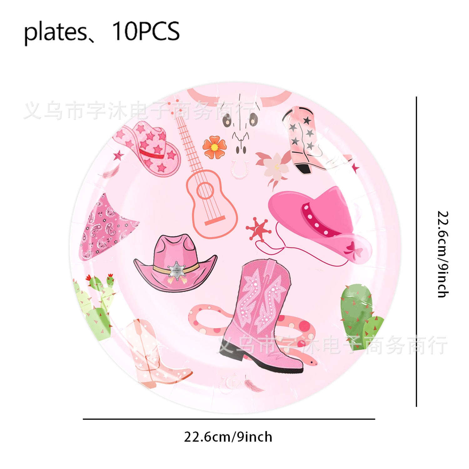 Wholesale Western pink cowboy cap theme party tableware supplies banner pull flag decoration supplies