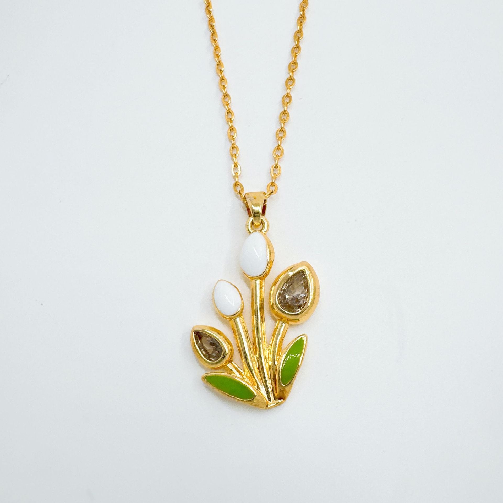 Wholesale Tulip Enamel Pendant Necklace for Women - Copper Electroplating Boutique Resale Jewelry