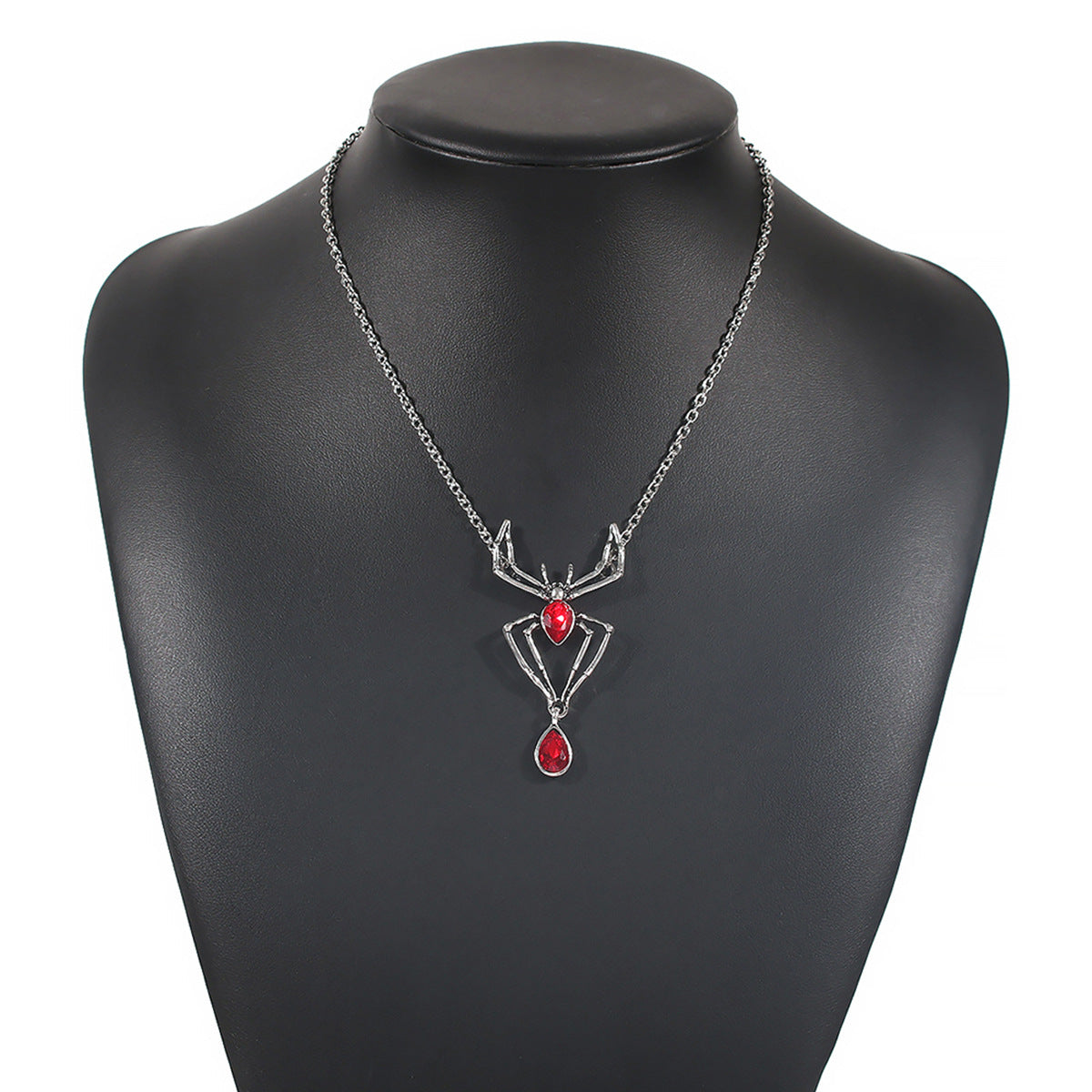 Wholesale Halloween Glass Rhinestone Spider Alloy Necklaces ACC-NE-XianDi006